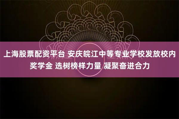 上海股票配资平台 安庆皖江中等专业学校发放校内奖学金 选树榜样力量 凝聚奋进合力