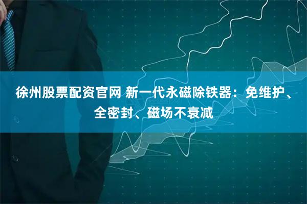 徐州股票配资官网 新一代永磁除铁器：免维护、全密封、磁场不衰减